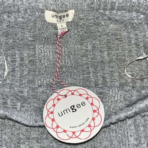 Umgee Ribbed Skirt Size Large Gray Pull On High Waist Side Slit - Picture 2 of 4